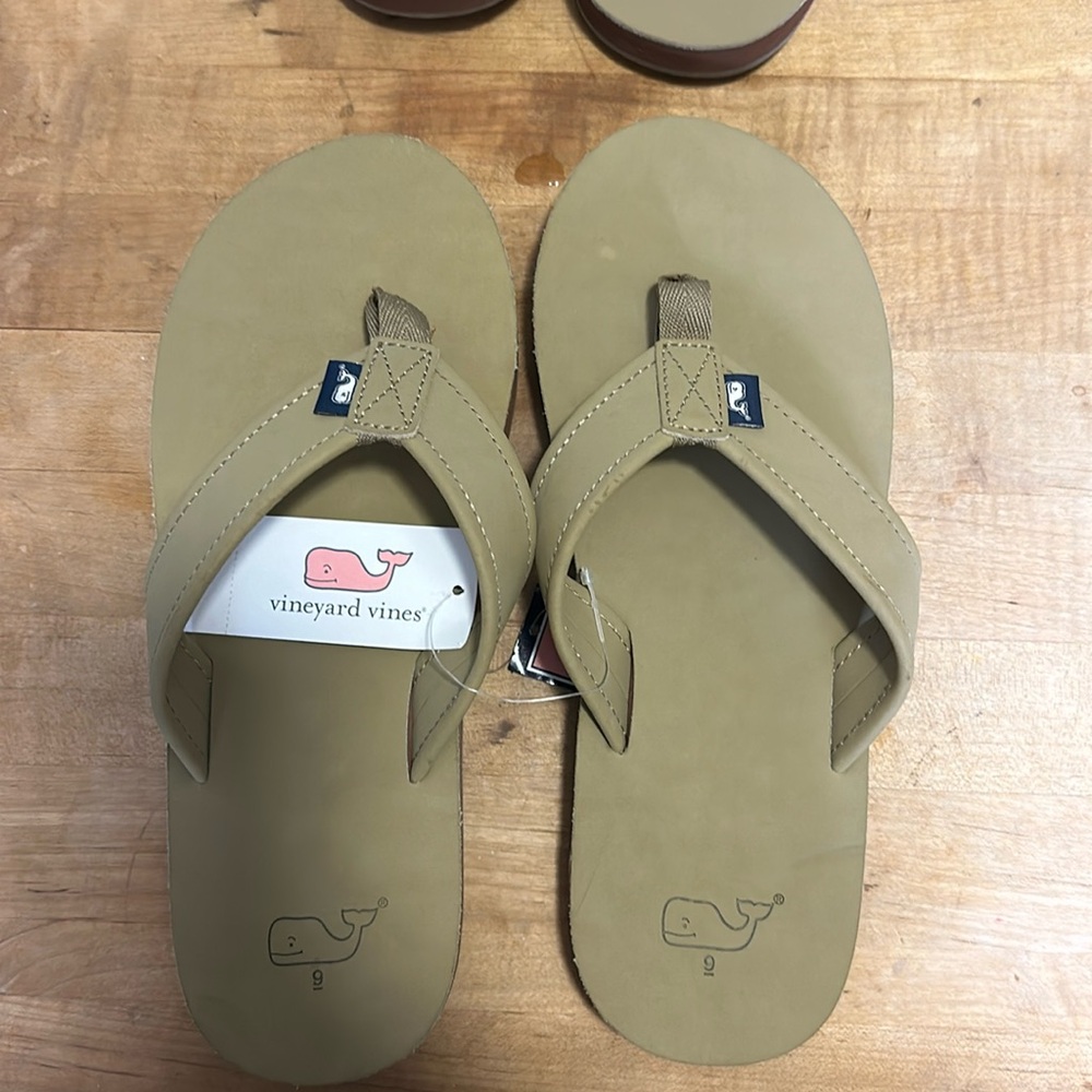 Brand new leather flip flops